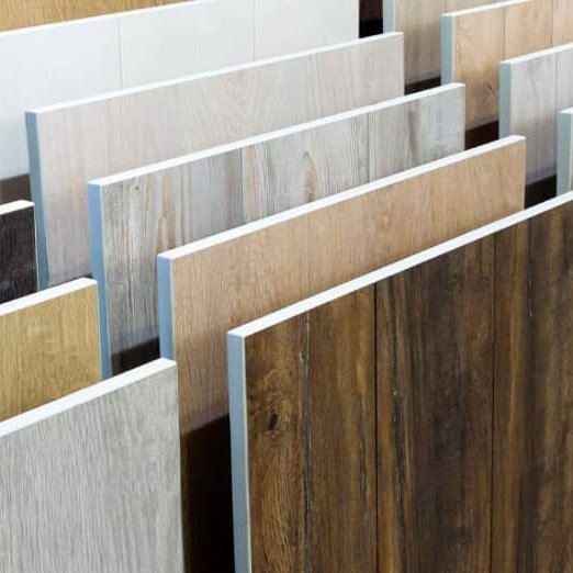 Flooring sample display in a showroom