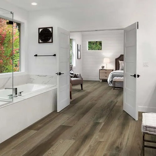 Luxury Vinyl flooring in a modern bathroom