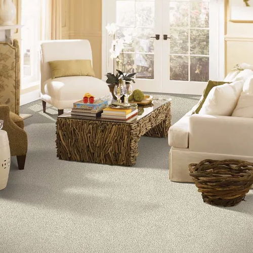 Living room with carpet flooring